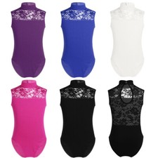 Girls Turtle Neck Lace Ballet Dance Gymnastic Leotard Bodysuit Ballerina Costume Girls' Bodysuit price