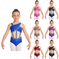 Kids Ballet Gymnastics Bodysuit Sleeveless Asymmetrical Leotard Cha Cha Leotard Girls' Bodysuit price