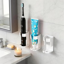 3-Piece Set of Self-Adhesive Wall-Mounted Electric Toothbrush Holders White Toothbrush Holder price
