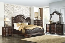 NEW Grand Classic Cherry Brown King Queen 5PC Bedroom Set Traditional B/D/M/N/C Bedroom Set price