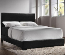 Queen Size Bed Complete Set Faux Leather Frame Bedroom Headboard Furniture Black Bedroom Set price