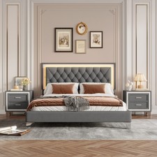 3pcs Bedroom Sets Queen Size Upholstered Platform Bed & 2 Nightstands Bedroom Bedroom Set price