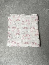 Baby Muslin Co Unicorn Rainbow Baby Swaddle Blanket Pink White Gray Cloud Star Baby Swaddle price