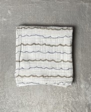 Aden + Anais Scallop Waves Baby Swaddle Blanket White Gray Tan Muslin Cotton Baby Swaddle price