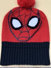 Kids Red and black Spider-Man beanie with tassel on top Kids' Beanie price