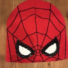 H&M Marvel Spider-Man Boys Red Knit Beanie Hat 8-12Y Reversible Sequin Eyes Kids' Beanie price