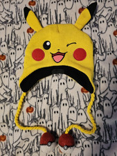 Pokémon Pikachu Knit Beanie Hat Ear Flaps Braided Tassels Yellow/Black OS Kids' Beanie price