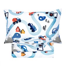 BYSURE Twin Sheets Set Kids(Car Trace, Blue), 3 Twin, Car - Blue Trace Baby & Kids' Room Set price