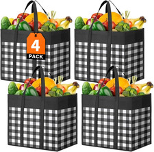 WOWBOX Reusable Grocery Bags,4-Pack, Foldable Reusable Shopping Tote Bags Bulk w Unisex Sports Bag price