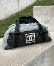 Vintage 2004 Chanel Sportline Gym Bag Black Green Adjustable Strap Unisex Sports Bag price