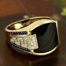 Sterling Silver Handmade Jewelry Black Men's Ring All Size Fashion Ring 2025 Men's Ring price