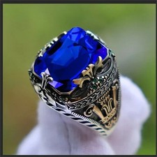 925 Sterling Silver Handmade Jewelry Black Men's Ring All Size Fashion Ring 2025 Men's Ring price