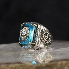 Silver Sterling Look Handmade Black Men's cubic zirconia Ring All Sizes Fashion Men's Ring price