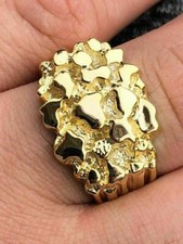 Men's Solid 10k Yellow Gold Heavy Nugget Ring Size 7 8 9 10 11 12 13 11 Men's Ring price