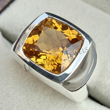 Natural Citrine Gemstone Handmade Ring for Men's 925 Sterling Silver Signet Ring Men's Ring price