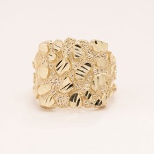 10K Gold SOLID Nugget Ring Yellow Gold ALL SIZES Men's Ring price