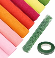 Crepe Paper Flower DIY Kit 7 Rolls Rainbow Crepe Floral Tape Wire Wreath Craft Crepe Paper price