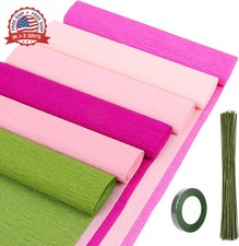 KIMOBER 6 Colors Crepe Paper Rolls,10x98 Inch Crepe Paper Sheets with 50 Pcs Flo Crepe Paper price
