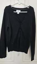 Old Navy Girls Black V-Neck Button Front Cardigan Sweater Size8 Long Sleeve Knit Girls' Cardigan price