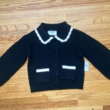 Old Navy Girls Cardigan NWT S(6-7) Black Ruffle Collar Heart Buttons Girls' Cardigan price