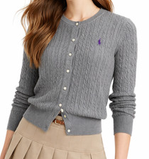 Polo Ralph Lauren Girl’s Cotton Cable Knit Cardigan GREY Size L (12-14) NWT Girls' Cardigan price