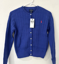 Polo Ralph Lauren Girls Blue Cardigan Cable Knit Sweater Size XL NWT Girls' Cardigan price