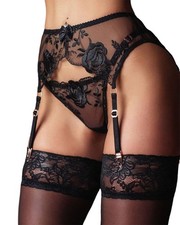 NewBull Lace Garter Belt Thong Set for Women Suspender One Size, Black Garter Belt price