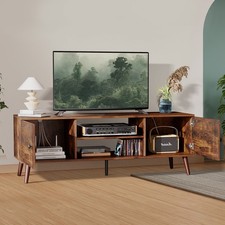 Gianna Mid Century TV Stand for 60in TVs, 2-Cabinet Storage Console Brown Console Furniture price