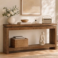 63" Solid Wood Console Table, 2-Tier Accent Sofa Table with Layered Double-Top Console Furniture price