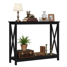 Console Table 2-Tier Narrow Sofa Side Table w/Storage Shelf Entrance Table Black Console Furniture price