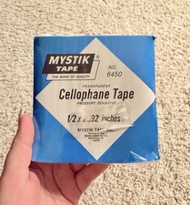 Vintage Mystik Cellophane Tape No. 6450 | 1/2” x 2592” | Sealed Box Cellophane Tape price