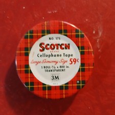 Vintage Scotch Cellophane Tape Tin 2-1/2" *Empty* 59ct Cellophane Tape price