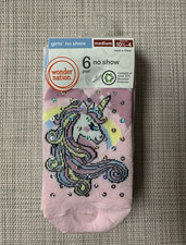 Wonder Nation Girls No-Show Socks Medium 6 Pairs Unicorn Mermaid Multicolor Girls' Socks price