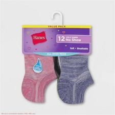 Hanes Girls' 11 + 1 Bonus Pack Super No Show Athletic Socks M *SEE DEAL!!!* Girls' Socks price