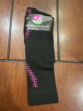Girls Softball Socks Size M Black with Pink Lines New with Tags Girls' Socks price