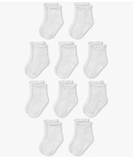 Girls White Crew Anti-Skid Grip Socks, Solid School Theme, 10 Pairs, 12-24 month Girls' Socks price