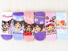 Sanrio Hello Kitty Kuromi Kids Crew Socks 6 Pair Pack Kawaii New Tags Girls' Socks price