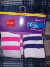 Hanes Girls Crew Socks Pack Of 10 Size Medium Girls' Socks price