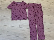 Old Navy Maroon Pink Mushroom Ribbed Pajama Set PJs Girls Large 10 12 Girls' Pajamas price