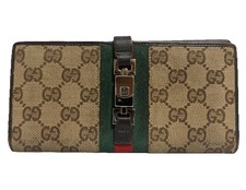 GUCCI Jackie Sherry Line GG Canvas Leather Long Wallet  Beige Unisex Wallet price
