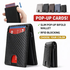 Men’s Slim Pop Up Wallet RFID Blocking Carbon Fiber Bifold Fast Ship Men Gift Unisex Wallet price