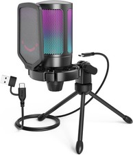 Gaming USB Microphone for PC PS5, Condenser Mic with Quick Mute, RGB Indicator Computer Microphone price