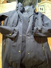 Nautica womens L Regular Blue Hooded Water Resistant Zip Snap Jacket Pockets Men's Raincoat price