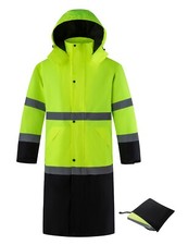 Men's Hi-Vis Long Safety Raincoat Reflective Waterproof Rain Coat Hooded S-2XL Men's Raincoat price