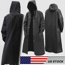 Men Black Waterproof Long Raincoat Hooded Trench Jacket Outdoor Hiking Rain Coat Men's Raincoat price