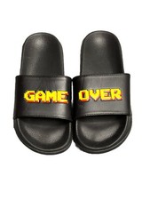 Game Over Slides Black And Yellow Little Boys Size 2/3 Boys' Slippers & Sandals price