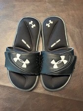 Boys Sandals - Under Armour Slides - Size 2Y 4D Memory Foam Black Boys' Slippers & Sandals price