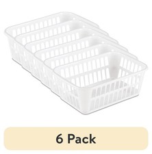 (6 pack)  Storage Basket, Versatile Open Plastic Bin, White Basket price
