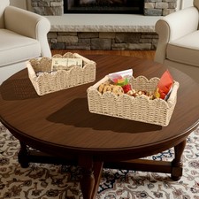 2PCS Scalloped Edge Baskets, Toilet Paper Storage Baskets, Hand Woven Baskets Basket price