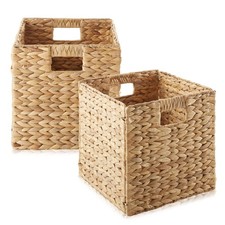 10.5 x 10.5 Hyacinth Storage Cubes, Square Wicker Shelf Basket Bins for Shelves Basket price